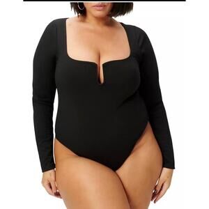 Brand New Good American Women's Size 4 Black Long Sleve One Piece Bodysuit